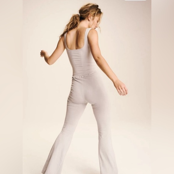 NWOT Free People Good Karma Flare Onesie- Mocha//Latte color - Picture 3 of 4